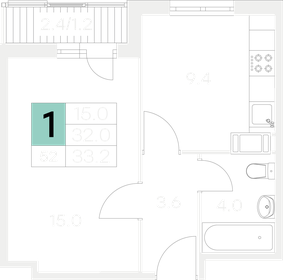 33 м², 1-комнатная квартира 4 100 000 ₽ - изображение 30