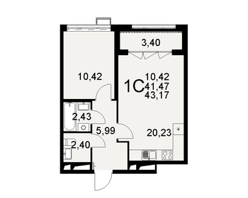 43,7 м², 1-комнатная квартира 7 429 000 ₽ - изображение 24