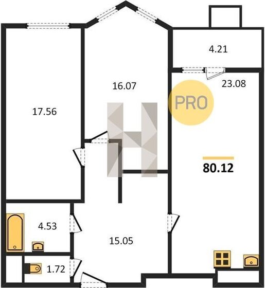 80,1 м², 2-комнатная квартира 6 500 000 ₽ - изображение 1