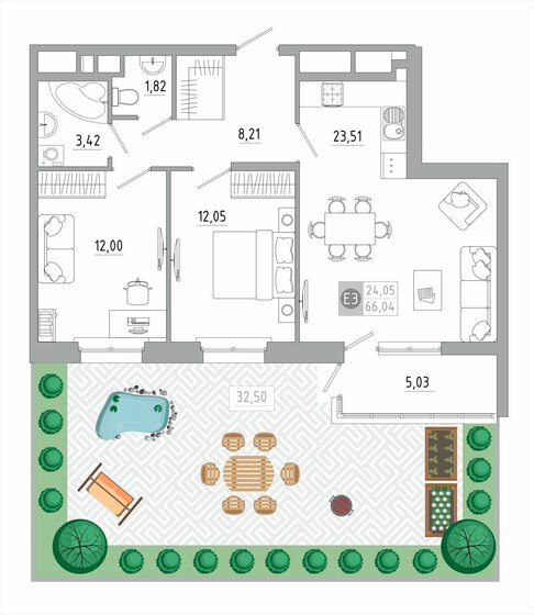 66 м², 2-комнатная квартира 6 205 779 ₽ - изображение 1