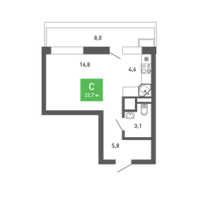 30,1 м², квартира-студия 3 841 964 ₽ - изображение 19
