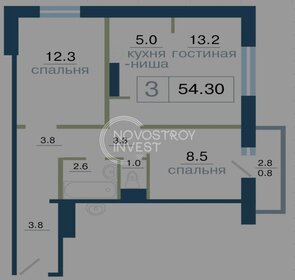 Квартира 54,3 м², 3-комнатная - изображение 1