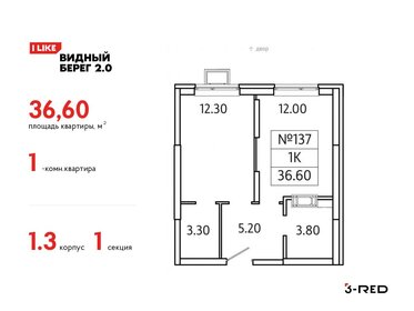 Квартира 36,6 м², 1-комнатная - изображение 1