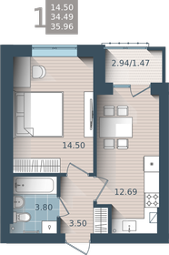 36 м², 1-комнатная квартира 5 085 700 ₽ - изображение 39