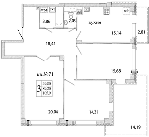 89 м², 3-комнатная квартира 8 078 000 ₽ - изображение 3