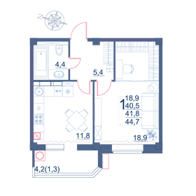 44,8 м², 1-комнатная квартира 5 600 000 ₽ - изображение 14