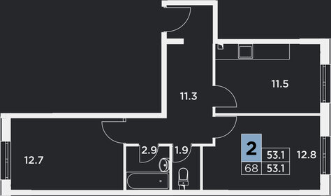 53,4 м², 2-комнатная квартира 6 500 000 ₽ - изображение 33