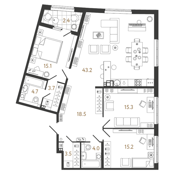 122,5 м², 3-комнатная квартира 52 022 772 ₽ - изображение 1