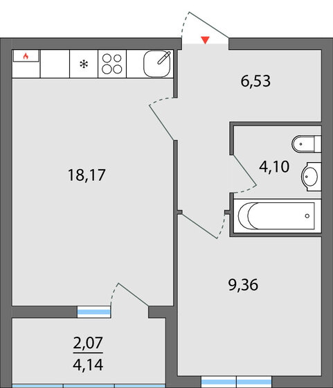 38,2 м², 2-комнатная квартира 3 910 000 ₽ - изображение 1