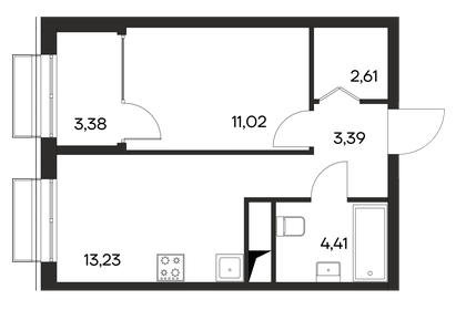 Квартира 38 м², 1-комнатная - изображение 1