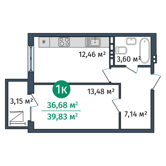 36,7 м², 1-комнатные апартаменты 6 500 000 ₽ - изображение 1
