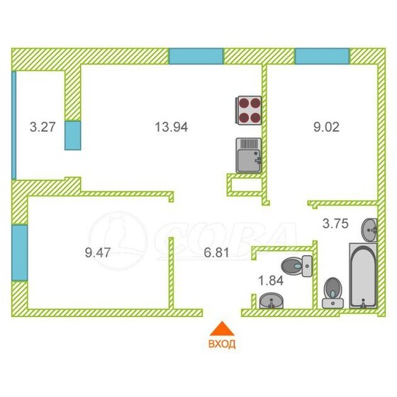 44,9 м², 2-комнатная квартира 4 900 000 ₽ - изображение 27