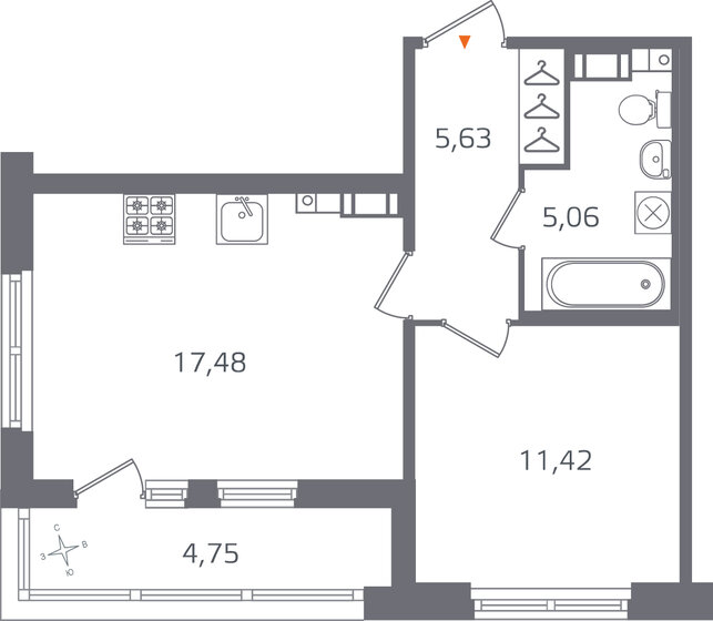 42 м², 1-комнатная квартира 11 619 665 ₽ - изображение 29