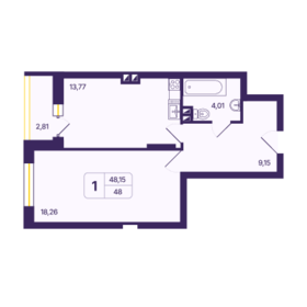 48,2 м², 1-комнатная квартира 5 780 000 ₽ - изображение 1