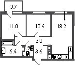 67,3 м², 2-комнатная квартира 8 600 000 ₽ - изображение 43