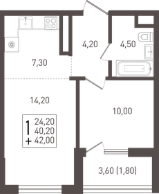 41,8 м², 1-комнатная квартира 7 595 060 ₽ - изображение 10