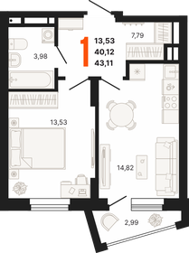 41,9 м², 1-комнатная квартира 5 790 552 ₽ - изображение 30