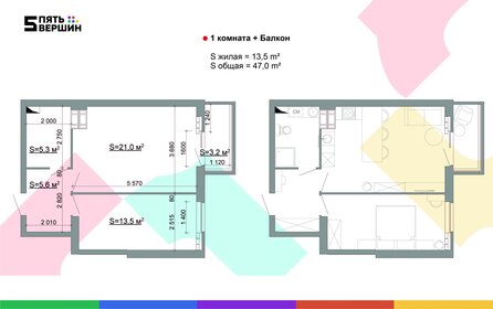 48,7 м², 1-комнатная квартира 5 950 000 ₽ - изображение 45