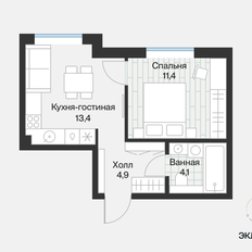 Квартира 33,8 м², 1-комнатная - изображение 4