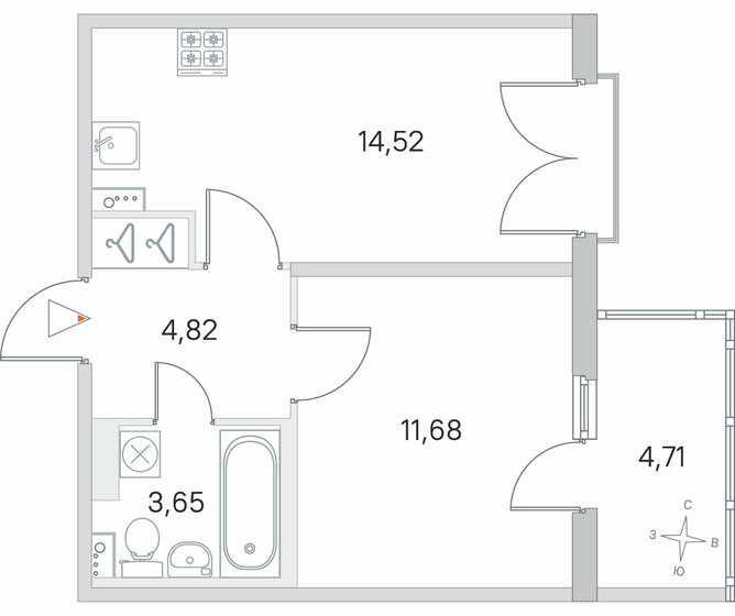 36,1 м², 1-комнатная квартира 7 589 263 ₽ - изображение 21