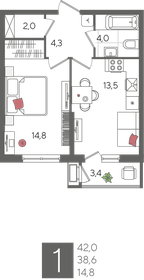 41,6 м², 1-комнатная квартира 10 196 160 ₽ - изображение 76