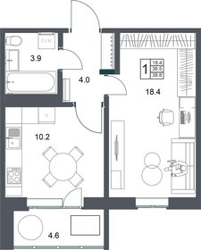38,8 м², 1-комнатная квартира 4 004 160 ₽ - изображение 11