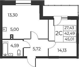 Квартира 45 м², 1-комнатная - изображение 3