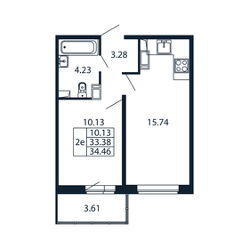 34,2 м², 1-комнатная квартира 6 184 888 ₽ - изображение 49