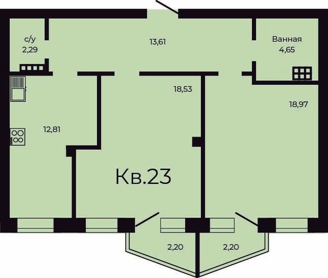 72,9 м², 2-комнатная квартира 7 073 240 ₽ - изображение 1