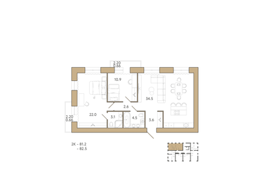 78,4 м², 2-комнатная квартира 9 016 000 ₽ - изображение 46