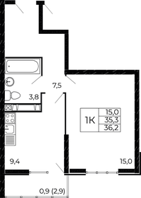 36 м², 1-комнатная квартира 4 500 000 ₽ - изображение 63