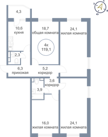 Квартира 119,1 м², 4-комнатная - изображение 1