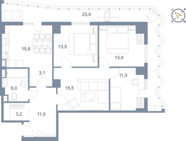 105 м², 3-комнатная квартира 13 100 000 ₽ - изображение 133