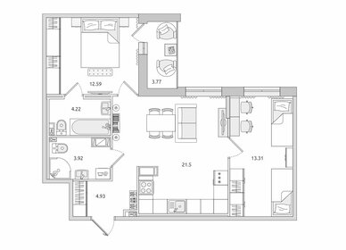 Квартира 64 м², 2-комнатная - изображение 1