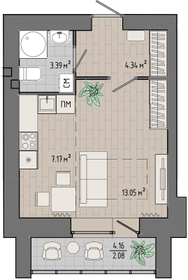 Квартира 30 м², студия - изображение 1