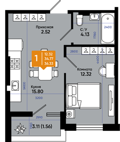 Квартира 36,3 м², 1-комнатная - изображение 1