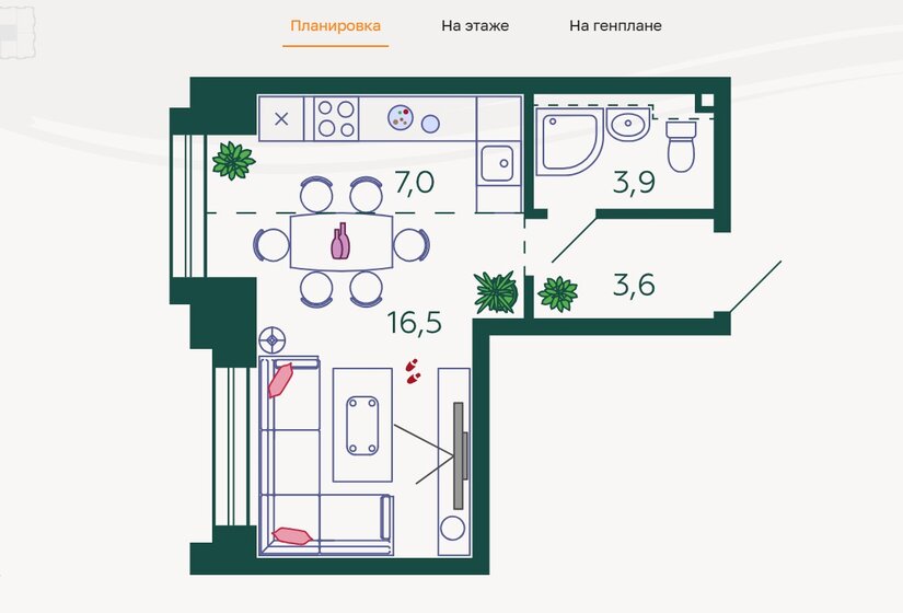 35,9 м², 1-комнатная квартира 15 990 000 ₽ - изображение 1