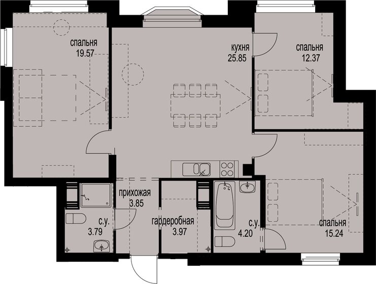 88,8 м², 3-комнатная квартира 38 200 000 ₽ - изображение 1