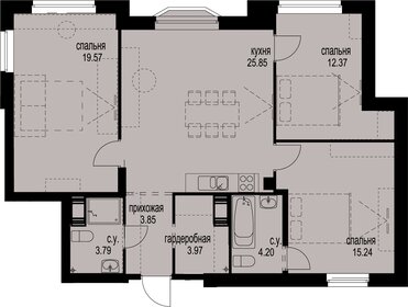 Квартира 88,8 м², 3-комнатная - изображение 1