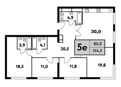 Квартира 124,5 м², 5-комнатная - изображение 1