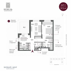 Квартира 59,8 м², 2-комнатная - изображение 1