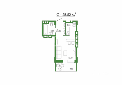 29,1 м², квартира-студия 3 500 000 ₽ - изображение 44