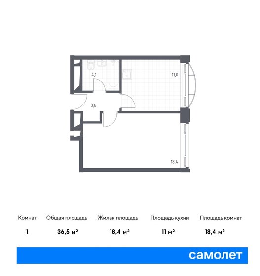 36,5 м², 1-комнатные апартаменты 18 102 066 ₽ - изображение 30