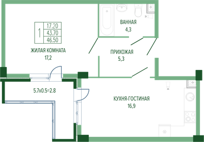 47,8 м², 1-комнатная квартира 10 400 000 ₽ - изображение 34