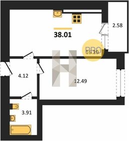 Квартира 38 м², 1-комнатная - изображение 1