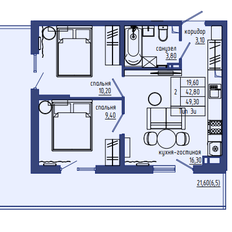 Квартира 49,3 м², 3-комнатная - изображение 2