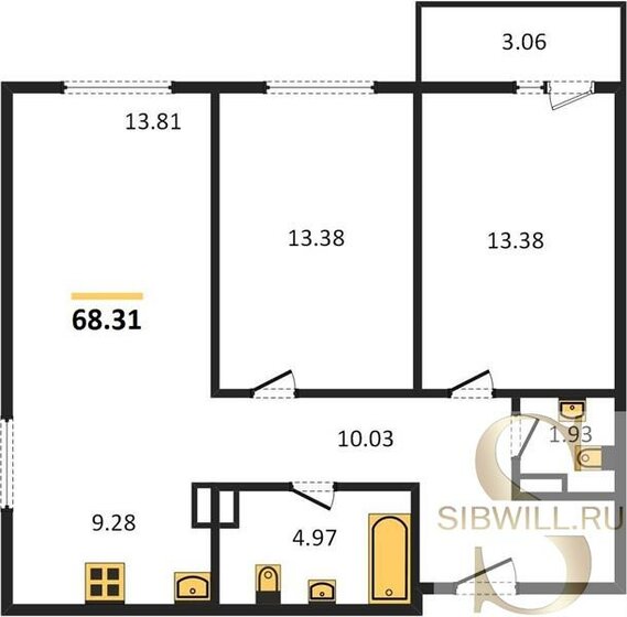 68,3 м², 3-комнатная квартира 6 396 275 ₽ - изображение 28