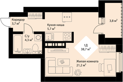 30,7 м², 1-комнатная квартира 5 350 000 ₽ - изображение 43
