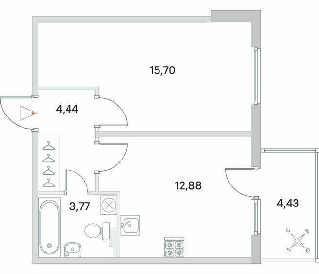 38,1 м², 1-комнатная квартира 6 390 423 ₽ - изображение 46