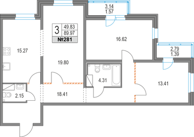 97,5 м², 3-комнатная квартира 19 990 000 ₽ - изображение 107